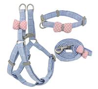 dog harness, Leash Set Dog Harness Collar Adjustable Soft Bow For Small Medium Pet Outdoor Walking A S(D,M)