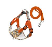Dog Harness Leash Set,No Pull Adjustable Pet Flower Vest Harness Escape Proof Walking Running Training Harness for Cat Puppy Small Medium Dog_S(Orange)