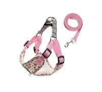 Dog Harness Leash Set,No Pull Adjustable Pet Flower Vest Harness Escape Proof Walking Running Training Harness for Cat Puppy Small Medium Dog_L(Pink)