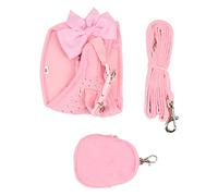Dog Harness Leash Set with Cute Bow Rhinestone Decoration, Adjustable Pet Vest Traction Rope, Breathable Polyester Fabric for Small Dogs Cats, Comfortable and Safe for Daily Walkin (S)