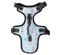 Dog Harness Lighthouses Ships Seagulls No Pull Reflective Adjustable Dog Vest with 2 Leash Clips and Easy Control Handle for Small Medium Dogs Cats M