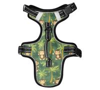 Dog Harness Little Monkeys Palm Trees No Pull Reflective Adjustable Dog Vest with 2 Leash Clips and Easy Control Handle for Small Medium Dogs Cats M