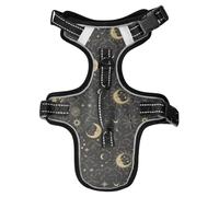 Dog Harness Magic Sun Constellations Moons Gold No Pull Reflective Adjustable Dog Vest with 2 Leash Clips and Easy Control Handle for Small Medium Dogs Cats M