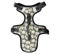 Dog Harness Magnolia Flowers White Gypsophila No Pull Reflective Adjustable Dog Vest with 2 Leash Clips and Easy Control Handle for Small Medium Dogs Cats S