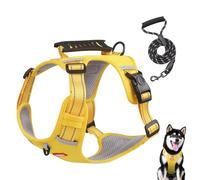 Dog Harness No Pull Adjustable Heavy Duty Pet Vest Escape Proof Puppy Harness Easy Control Handle & Reflective Strips for Small Medium Large Dogs Outdoor Training Walking (Yellow, M)