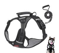 Dog Harness No Pull Adjustable Heavy Duty Pet Vest Escape Proof Puppy Harness Easy Control Handle & Reflective Strips for Small Medium Large Dogs Outdoor Training Walking (Black, S)