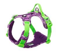 Dog Harness No Pull Adjustable Reflective Step-in Soft Nylon For Small Large Pet TLH5653(XS, Camouflage Purple)