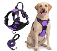Dog Harness No Pull, Breathable Adjustable Pet Vest, Reflective Oxford Easy Control Dog Harness with Sturdy Handle for Small Medium Large Dogs(Purple,L)