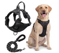 Dog Harness No Pull, Breathable Adjustable Pet Vest, Reflective Oxford Easy Control Dog Harness with Sturdy Handle for Small Medium Large Dogs(Black,L)