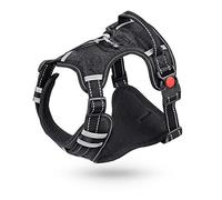 Dog Harness No Pull Large, Adjustable 3M Reflective Soft Padded Oxford Easy Control Vest with Handle for Medium,Large Dogs Outdoor Adventure Training (L(Chest:21-35"), Black)