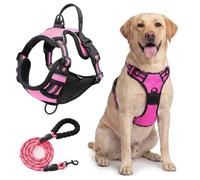 Dog Harness,No Pull Puppy Dog Car Vest Harness and Lead Set,Reflective No-Choke, Essential Pets Accessories for Training Walking(Pink,M)