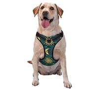 Dog Harness No Pull Walking Pet Harness Adjustable Breathable Vintage Astrology Star Sun Moon Soft Vest Easy Control Front Clip for Small Medium Large Dogs
