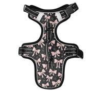 Dog Harness Pink Bow Bubbles No Pull Reflective Adjustable Dog Vest with 2 Leash Clips and Easy Control Handle for Small Medium Dogs Cats M