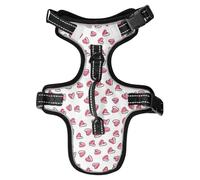 Dog Harness Pink Hand Draw Heart No Pull Reflective Adjustable Dog Vest with 2 Leash Clips and Easy Control Handle for Small Medium Dogs Cats M