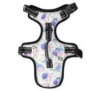 Dog Harness Pink Purple Hydrangea Orchid No Pull Reflective Adjustable Dog Vest with 2 Leash Clips and Easy Control Handle for Small Medium Dogs Cats S