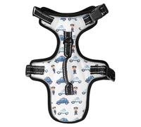 Dog Harness Police Car Pattern No Pull Reflective Adjustable Dog Vest with 2 Leash Clips and Easy Control Handle for Small Medium Dogs Cats S