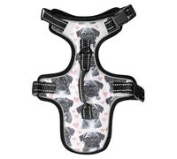 Dog Harness Pug Hearts Watercolor No Pull Reflective Adjustable Dog Vest with 2 Leash Clips and Easy Control Handle for Small Medium Dogs Cats M