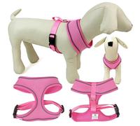 Dog Harness Puppy Pet Comfortable Mesh Breathable Adjustable Reflective Pink L