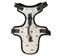 Dog Harness Red Flowers Berries Leaves No Pull Reflective Adjustable Dog Vest with 2 Leash Clips and Easy Control Handle for Small Medium Dogs Cats S