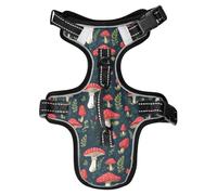 Dog Harness Red Mushroom Pattern No Pull Reflective Adjustable Dog Vest with 2 Leash Clips and Easy Control Handle for Small Medium Dogs Cats S