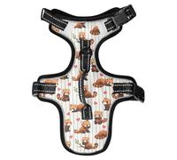 Dog Harness Red Panda Heart Pattern No Pull Reflective Adjustable Dog Vest with 2 Leash Clips and Easy Control Handle for Small Medium Dogs Cats S