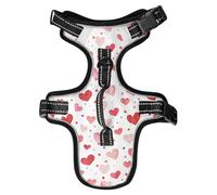 Dog Harness Red Polka Dot Love No Pull Reflective Adjustable Dog Vest with 2 Leash Clips and Easy Control Handle for Small Medium Dogs Cats S