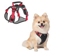 Dog Harness, Reflective Pet Harness with GPS Tracker Pocket & Soft Handle, Breathable & Adjustable Pet Vest for Small-Medium Dogs
