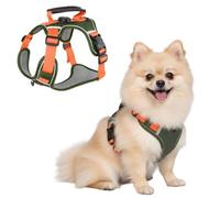 Dog Harness, Reflective Pet Harness with GPS Tracker Pocket & Soft Handle, Breathable & Adjustable Pet Vest for Small-Medium Dogs