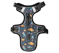 Dog Harness Rockets Stars Planets No Pull Reflective Adjustable Dog Vest with 2 Leash Clips and Easy Control Handle for Small Medium Dogs Cats S