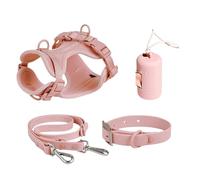 Dog Harness Set, Dog Harness Set for Small Dogs, Pet Harness, Collar and Lead Set, Step in No Pull Pet Harness for Dogs and Puppies with Poop Bag Holder