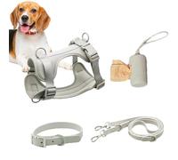 Dog Harness Set for Medium Dogs, Dog Harness Set for Small Dogs, No Pull Dog Harness, Dog Vest Harness with Lead, Safety Collar, Adjustable with Poop Bag Holder