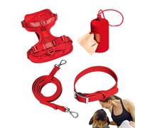 Dog Harness Set for Small Dogs, Dog Lead Set, Adjustable Dog Collar | Dog Vest Harness with Lead, Safety Collar, Adjustable with Poop Bag Holder
