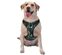Dog Harness Small Medium Large Sized Dog Easy Walk Mystical Black Cat Fireflies No Pull Dog Harness Adjustable Breathable Reflective Pet Dog Vest for Training Walking Hiking