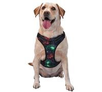 Dog Harness Small Medium Large Sized Dog Easy Walk Red and Green Carnation No Pull Dog Harness Adjustable Breathable Reflective Pet Dog Vest for Training Walking Hiking