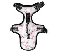 Dog Harness Spring Cherry Blossom No Pull Reflective Adjustable Dog Vest with 2 Leash Clips and Easy Control Handle for Small Medium Dogs Cats S