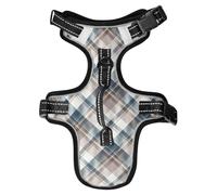 Dog Harness Tartan Scotland Plaid No Pull Reflective Adjustable Dog Vest with 2 Leash Clips and Easy Control Handle for Small Medium Dogs Cats S