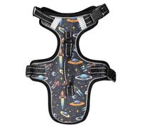Dog Harness Ufo Aliens Spaceships No Pull Reflective Adjustable Dog Vest with 2 Leash Clips and Easy Control Handle for Small Medium Dogs Cats S