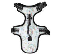 Dog Harness Unicorn Rainbow Clouds Butterfly No Pull Reflective Adjustable Dog Vest with 2 Leash Clips and Easy Control Handle for Small Medium Dogs Cats M