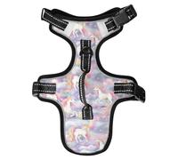 Dog Harness Unicorn Rainbow Seamless No Pull Reflective Adjustable Dog Vest with 2 Leash Clips and Easy Control Handle for Small Medium Dogs Cats M