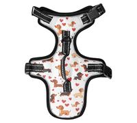 Dog Harness Various Dachshund Dogs Red Hearts No Pull Reflective Adjustable Dog Vest with 2 Leash Clips and Easy Control Handle for Small Medium Dogs Cats S