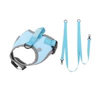 Dog Harness Vest with Leash, Adjustable Reflective Nylon, Padded Medium Size Pink - Enhanced Safety, Dual Head Leash, Comfortable Control for Outdoor Walks (Lake Blue)