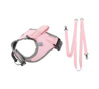Dog Harness Vest with Leash, Adjustable Reflective Padded Nylon, Medium Size Pink - Durable Control, Enhanced Safety, Comfortable Outdoor Use (Pinkish)