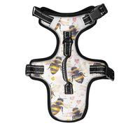 Dog Harness Watercolor Bee Hearts No Pull Reflective Adjustable Dog Vest with 2 Leash Clips and Easy Control Handle for Small Medium Dogs Cats S
