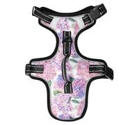 Dog Harness Watercolor Blooming Hydrangea No Pull Reflective Adjustable Dog Vest with 2 Leash Clips and Easy Control Handle for Small Medium Dogs Cats M