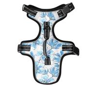 Dog Harness Watercolor Blue Floral No Pull Reflective Adjustable Dog Vest with 2 Leash Clips and Easy Control Handle for Small Medium Dogs Cats M