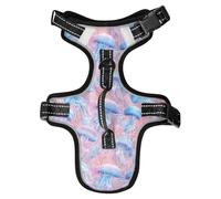 Dog Harness Watercolor Blue Jellyfish No Pull Reflective Adjustable Dog Vest with 2 Leash Clips and Easy Control Handle for Small Medium Dogs Cats M