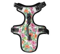 Dog Harness Watercolor Botanical Tropical Flowers No Pull Reflective Adjustable Dog Vest with 2 Leash Clips and Easy Control Handle for Small Medium Dogs Cats S