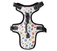 Dog Harness Watercolor Colorful Easter Egg No Pull Reflective Adjustable Dog Vest with 2 Leash Clips and Easy Control Handle for Small Medium Dogs Cats S