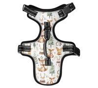 Dog Harness Watercolor Forest Animals No Pull Reflective Adjustable Dog Vest with 2 Leash Clips and Easy Control Handle for Small Medium Dogs Cats M