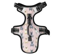 Dog Harness Watercolor French Bulldog No Pull Reflective Adjustable Dog Vest with 2 Leash Clips and Easy Control Handle for Small Medium Dogs Cats M